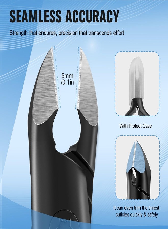 FERYES Professional 1/2 Jaw Cuticle Nippers - 4R13 Stainless Steel Cuticle Clippers with Built-in spring Design, Ultra-Sharp Precision Blades for Manicure, Pedicure & Dead Skin Removal - Image 2